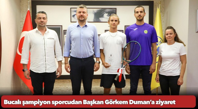 Bucalı şampiyon sporcudan Başkan Görkem Duman’a ziyaret