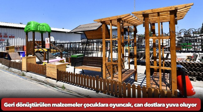 Geri dönüştürülen malzemeler çocuklara oyuncak, can dostlara yuva oluyor