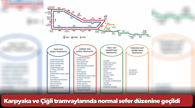 Karşıyaka ve Çiğli tramvaylarında normal sefer düzenine geçildi