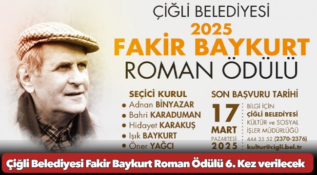 Çiğli Belediyesi Fakir Baykurt Roman Ödülü 6. Kez verilecek